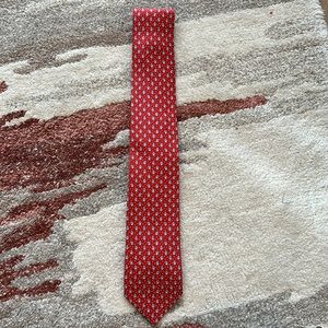 Ferragamo gancini silk men’s tie red penguin